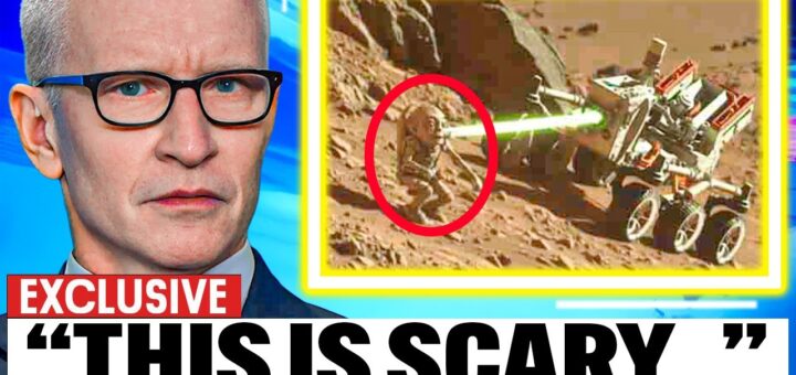 Mars rover equipped with a laser beam on the Martian surface, showcasing advanced technology and exploration capabilities.