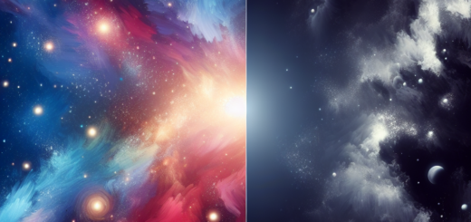 A stunning cosmic nebula artwork featuring vibrant colors and swirling patterns, showcasing the beauty of space and galaxies.